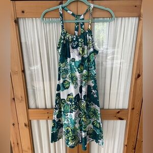 Floral Green and White Summer Dress